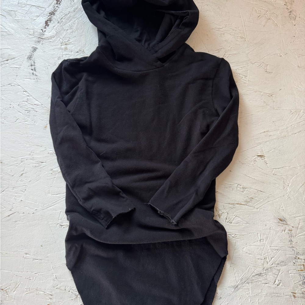 Girls Casual Black Hoodie Dress